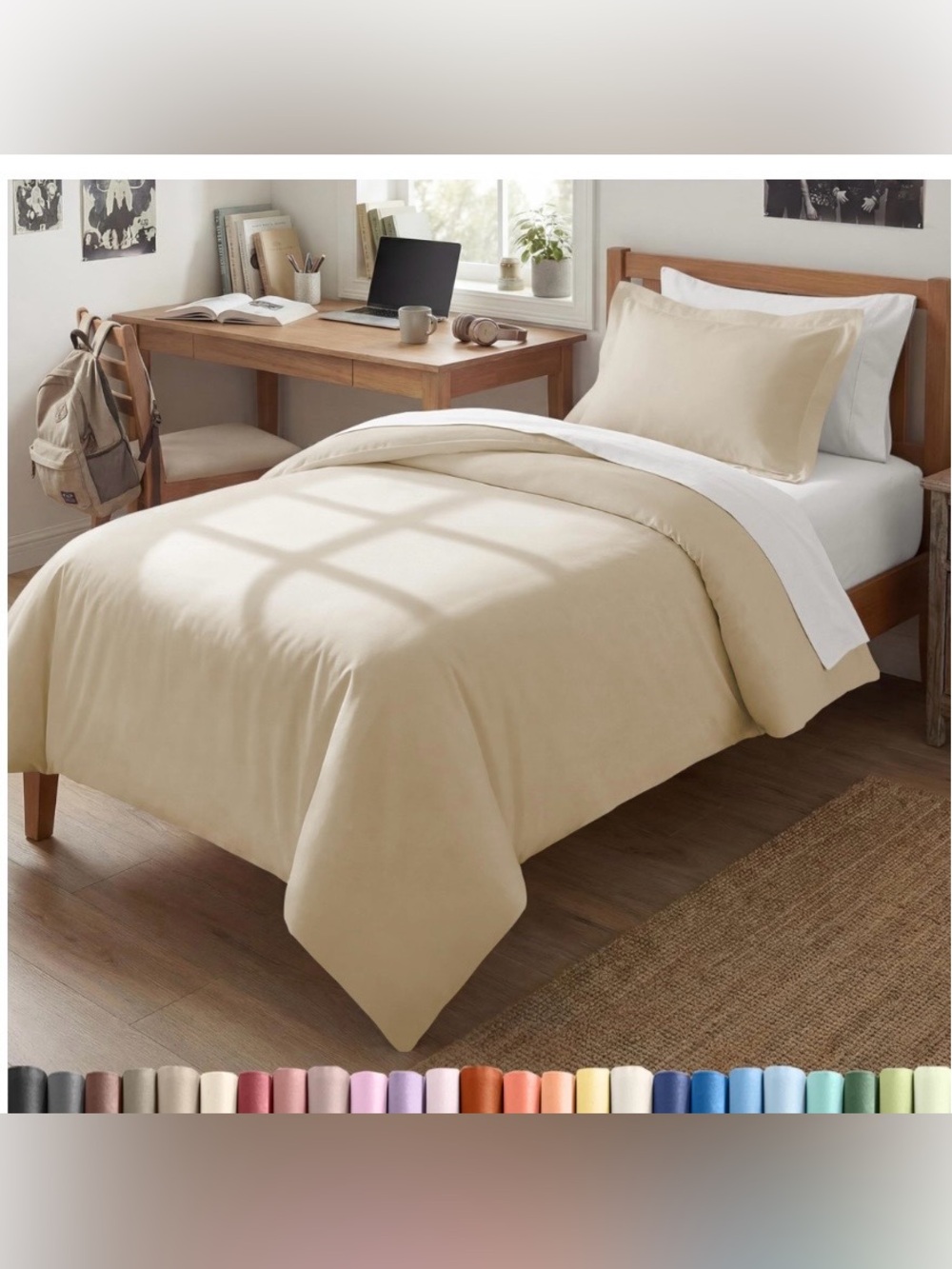 TWIN/TWIN XL Duvet Set 100% Double Brushed Microfiber - BEIGE